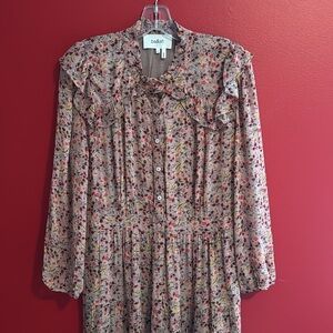 ba&sh Maggie Maxi Dress in Beige w/ Small Red Floral Print- Flowy